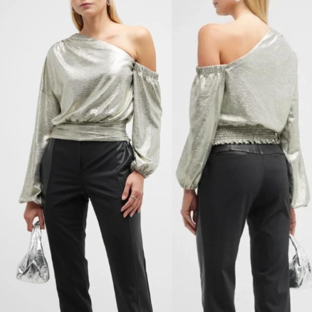 Ramy Brook Maila Metallic Asymmetric Blouse 28203